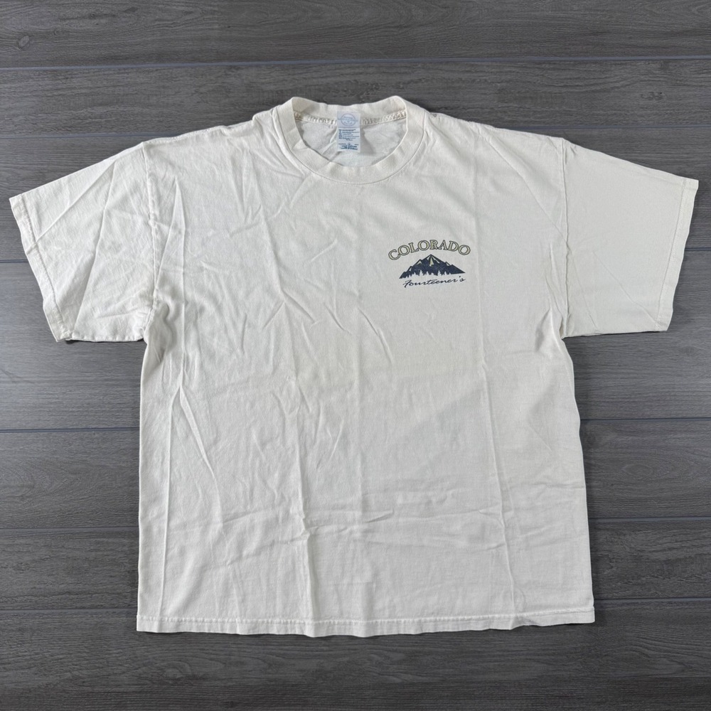 Delta Pro Weight Colorado Fourteener's Highest Peaks T-Shirt Mens XL Cream XL